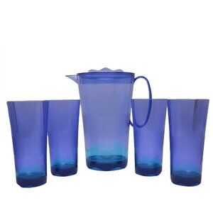 Tupperware Sheerly Elegant Illusions Acrylic Pitcher Lid 4 16oz Tumblers